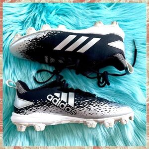 ⭐️ Adidas Men’s Afterburner Black Silver White Baseball Cleats Size 7.5
